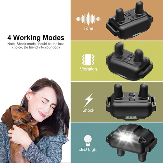 800m Anti-Barking Dog Training Collar – Rechargeable Shock & Vibration with Reflective Leather Strap - Pet Suppie