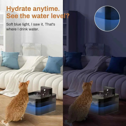 2.2L Wireless Charging Automatic Water Fountain Intelligent Pet Water Dispenser With Filter Drinking Fountain For Cats Dogs