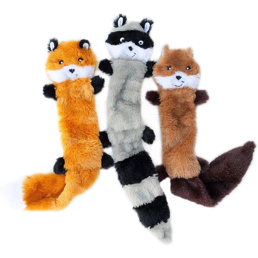 Squirrel, Raccoon & Fox Plush Squeaky Dog Toy Set – Bite-Resistant Cartoon Toys for Small & Medium Dogs - Pet Suppie