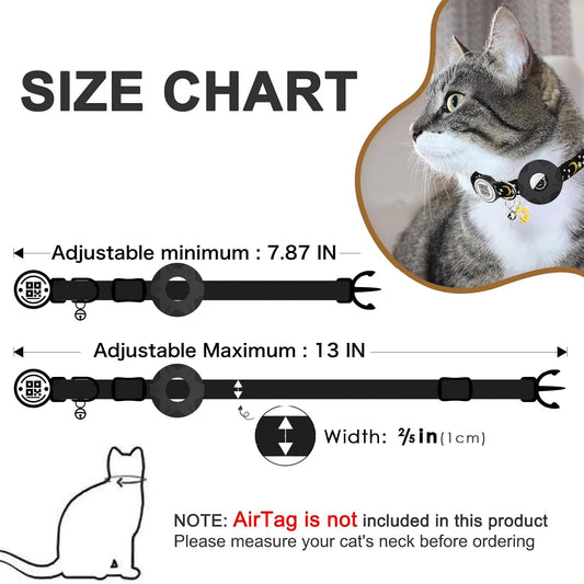 Luminous AirTag Cat Collar – Personalised Smart ID Tag, Bell & Breakaway Safety for Kittens (5 Colours) - Pet Suppie