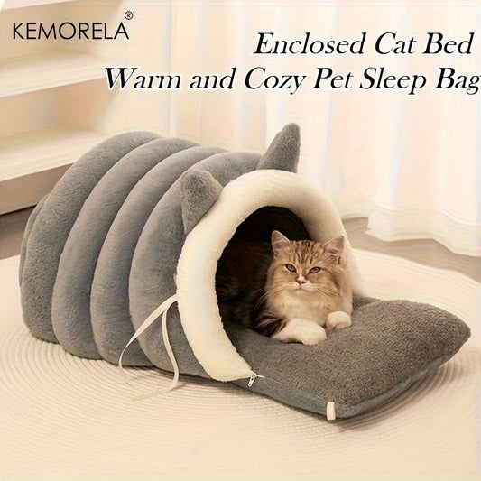 KEMORELA New For Cat Ear Cat Bed -Soft & Semi Winter-Enclosed Pet Nest with Non-Slip Bottom, Windproof & Warm Removable Washable