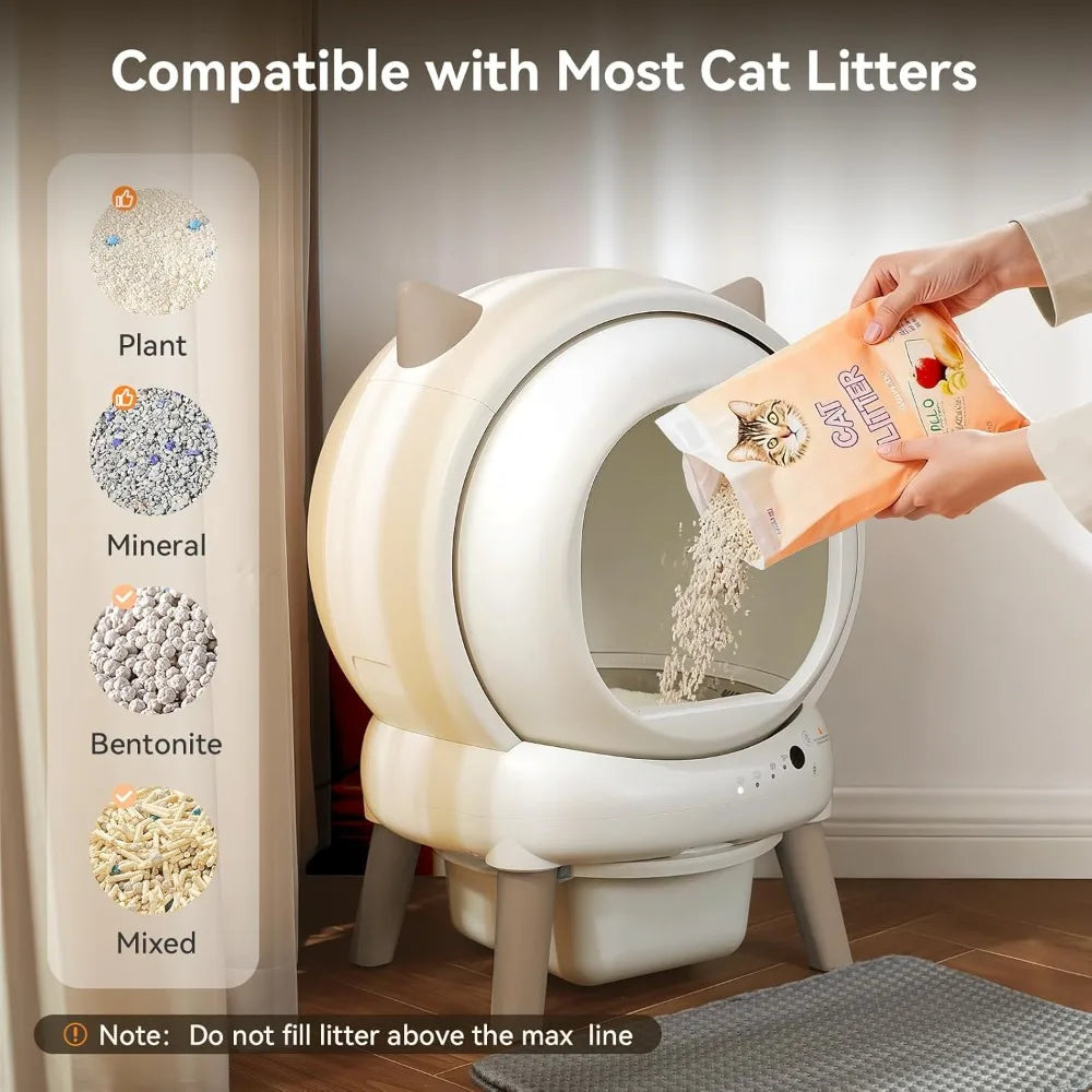 Self Cleaning Litter Box - E2 Automatic Cat Litter Box Large Smart Self Cleaning Robot for Cats, Double Safety Protection