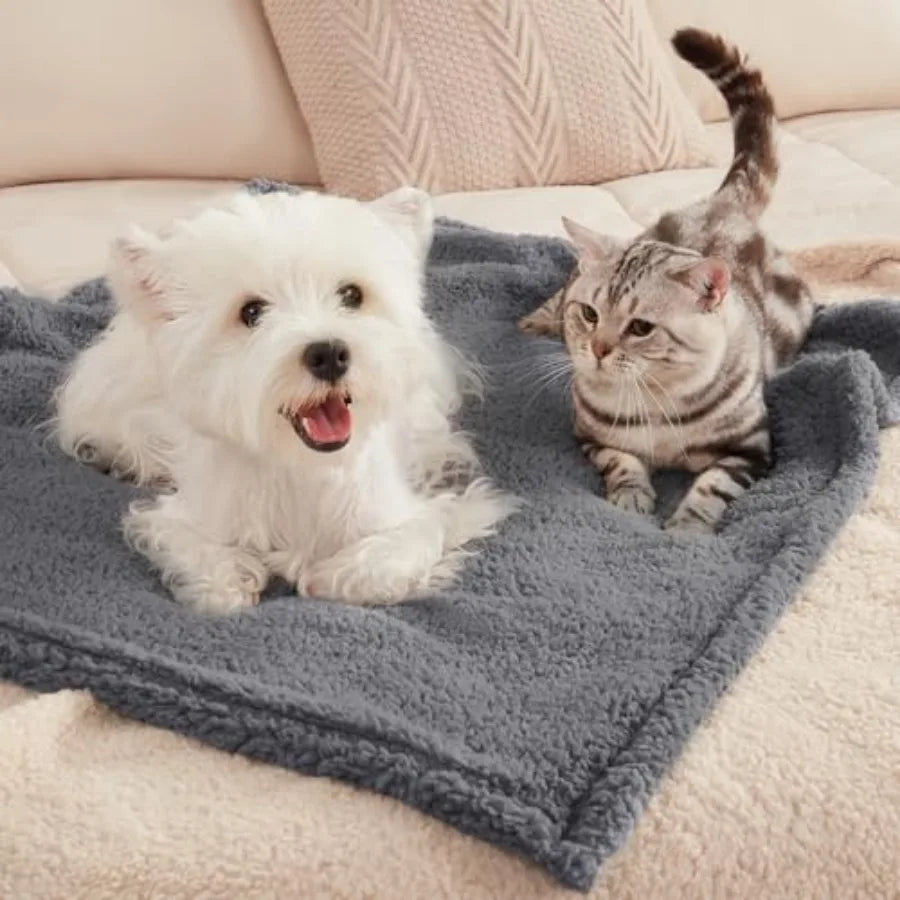 1 Pack 3 Calming Blankets Fluffy Premium Fleece Pet Blanket Soft Sherpa Throw for Dog Puppy Cat Beige Small 23" x16''