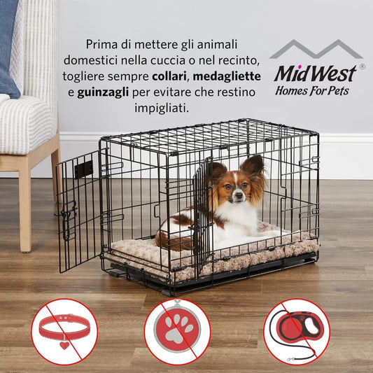 36-Inch Folding Dog Crate with Double Doors, Leak-Proof Pan, Divider Panel for Medium to Large Dogs