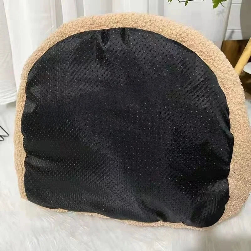 Semi-Enclosed Cat House Winter Nest – Warm Sleeping Bed for Kittens, Cats & Small Dogs (Brown, S/M/L) - Pet Suppie