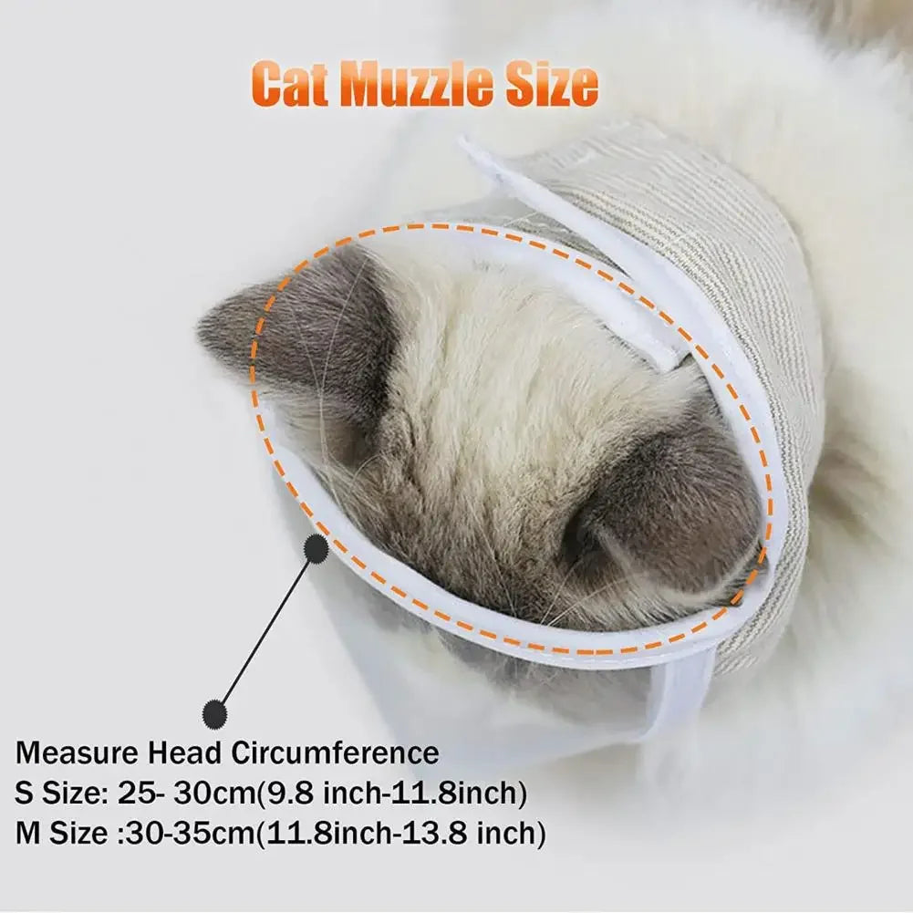 Transparent Anti-Bite Cat Muzzle – Adjustable Breathable Grooming Muzzle for Small Cats (S & M) - Pet Suppie