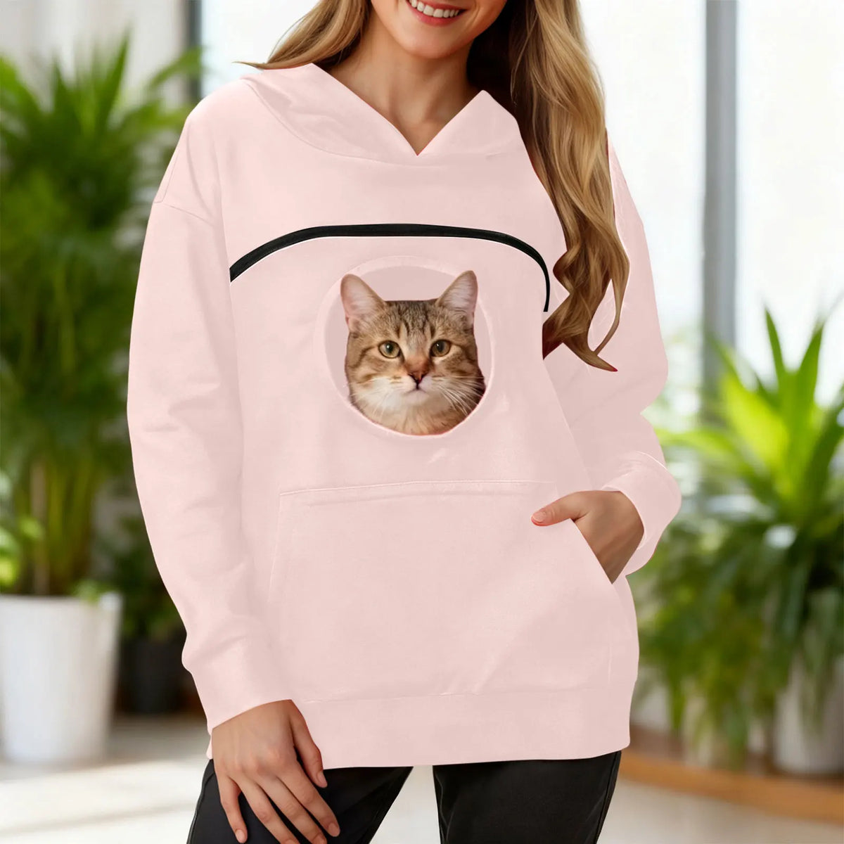 Plus Size 3XL Oversized Hoodies Women 2 in 1 Kangaroo Hoodie Sweatshirts for Pet Lover Cat Carrier Pouch Unisex Pullovers Tops