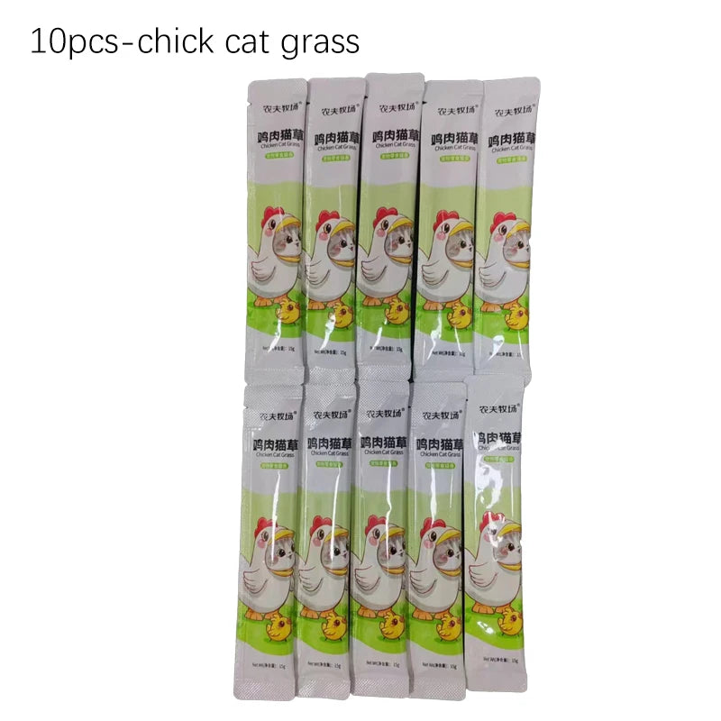 Cat Liquid Snack Strips – Tuna, Cod & Chicken Nutritional Paste for Kittens & Adult Cats (10pcs × 15g) - Pet Suppie