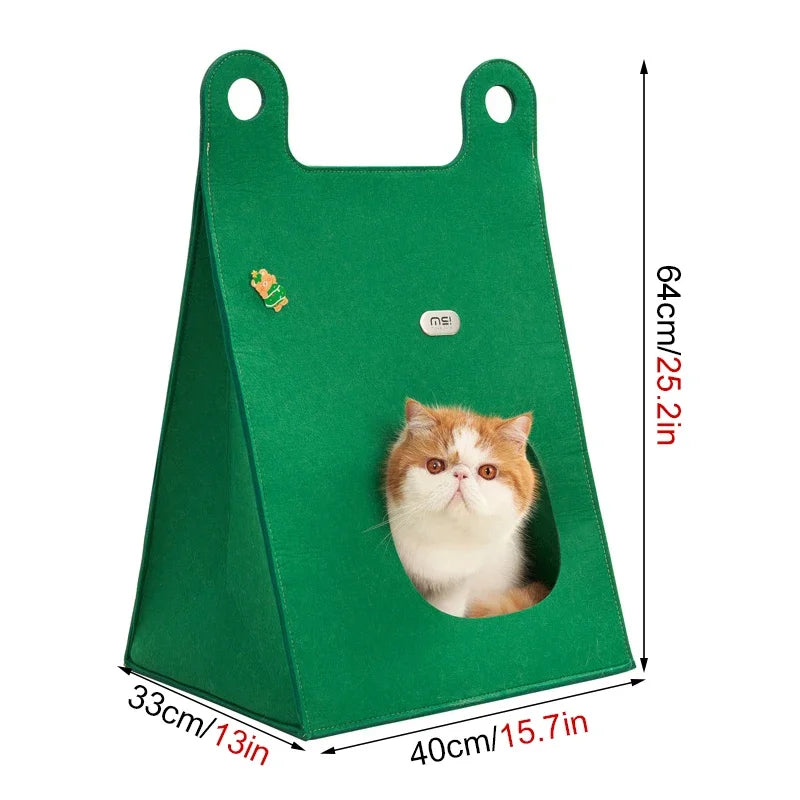 Eco-Friendly Felt Cat Bed House – Breathable Collapsible Nest & Portable Outdoor Carrier (9 Colours) - Pet Suppie