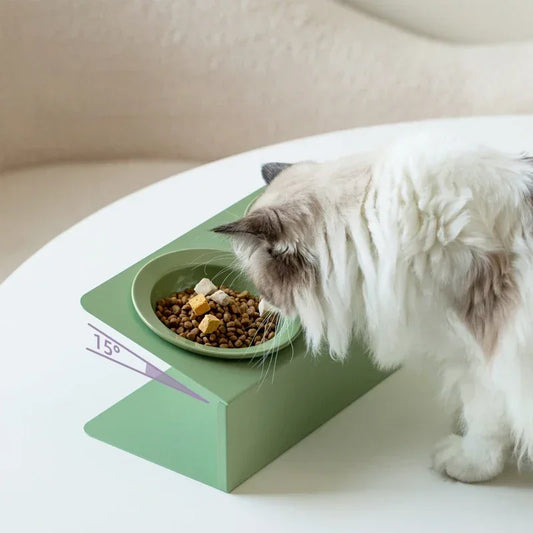 Cat Double Ceramic Bowl with Iron Stand Pet Elevated Raised Food Water Bowls Small Dogs Drinking Eating Feeding Supplies - Pet Suppie