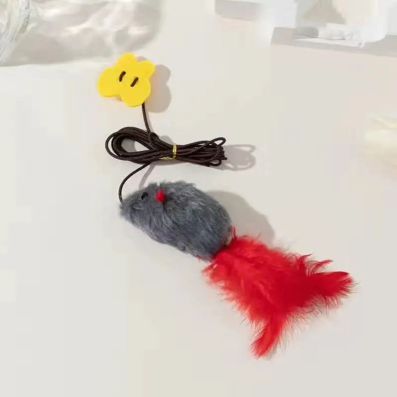 Simulated feather mouse bite-resistant cat toy self-play boredom relief hanging feather teaser wand pet toy