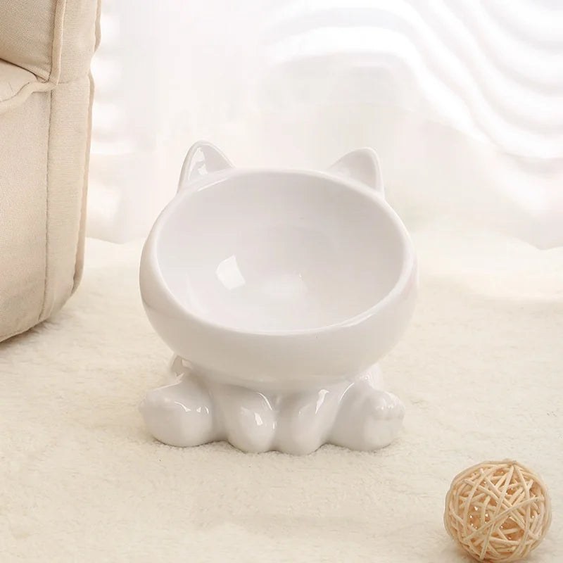 Cat Bowl Pet Accessories Ceramic Diagonal High Feet Cute Protection Cervical Spine Dog Bowl Drink Water Bowl Pet Supplies - Pet Suppie