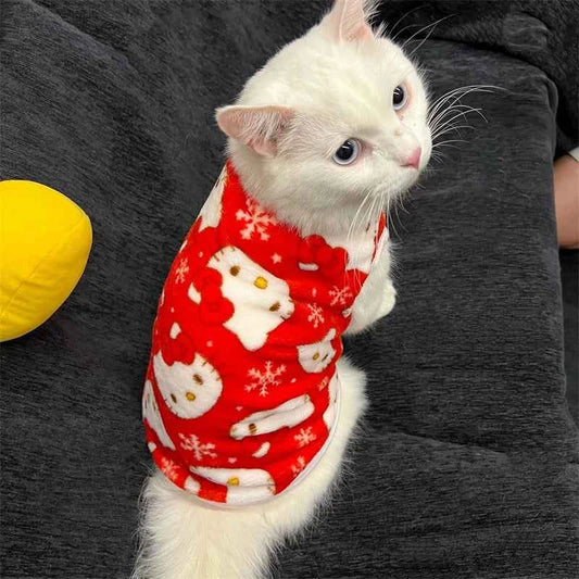 Winter Warm Pet Clothes For Cats Pullover Kawaii Hello Kitty Cat Sweater Costume Mascotas Clothing Gatos Products For Animals