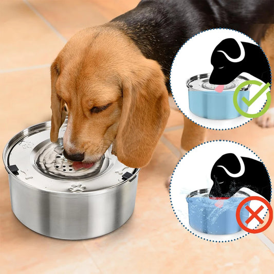 Big Capacity Stainless Steel Dog Cat Pet Floating Water Bowl No Spill Anti-Splash Dog Water Feeder Dispenser Bowl