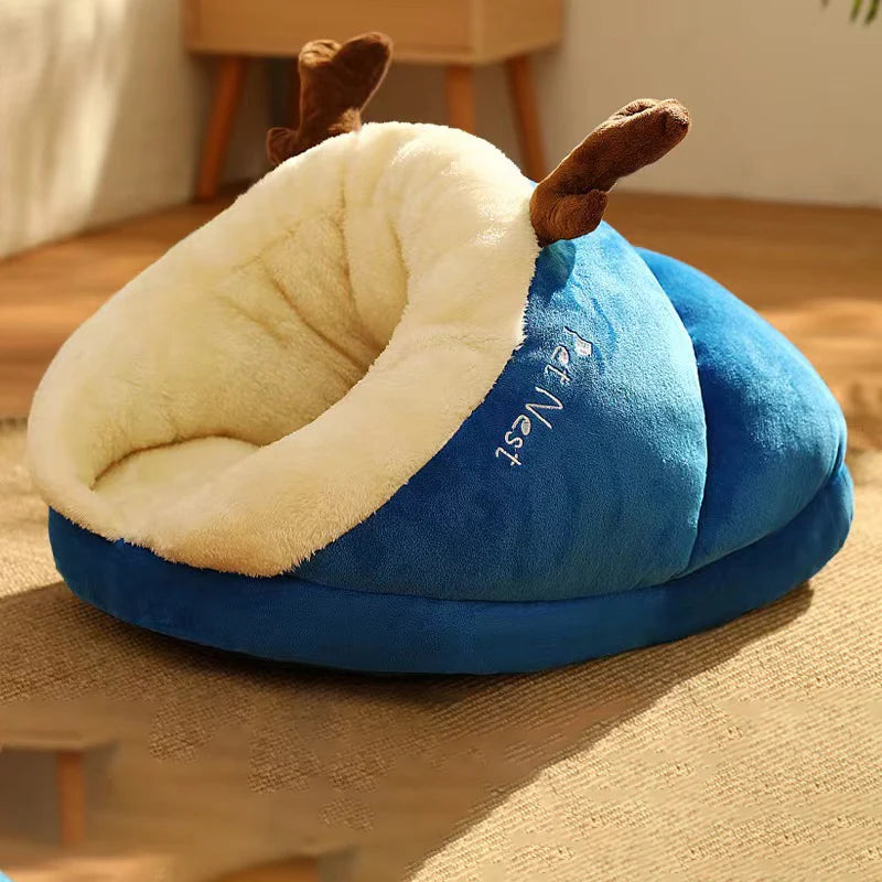 MADDEN Slipper-Shaped Dog Cave Bed – Foldable Washable Kennel for Small Dogs & Cats - Pet Suppie