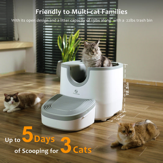 Furoomate Open-Top Self-Cleaning Cat Litter Box – Extra Large with Safety Sensors for Multi-Cat Homes - Pet Suppie
