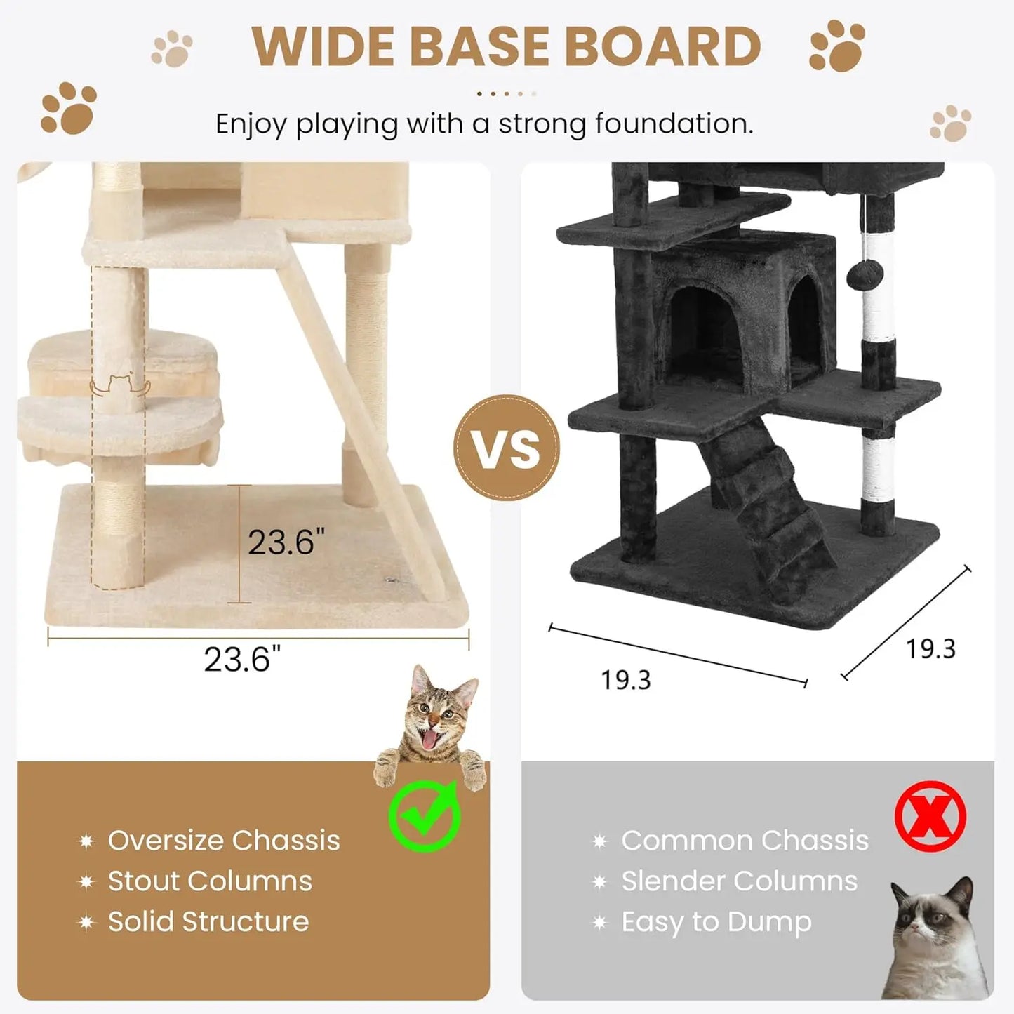 65in Larger Cat Tree Tower Condo for Indoor Kitties/Multi-Level Furniture Activity Center with Wide Base/Cozy Plush Cat Perches/