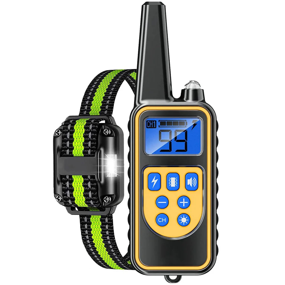 800m Anti-Barking Dog Training Collar – Rechargeable Shock & Vibration with Reflective Leather Strap - Pet Suppie