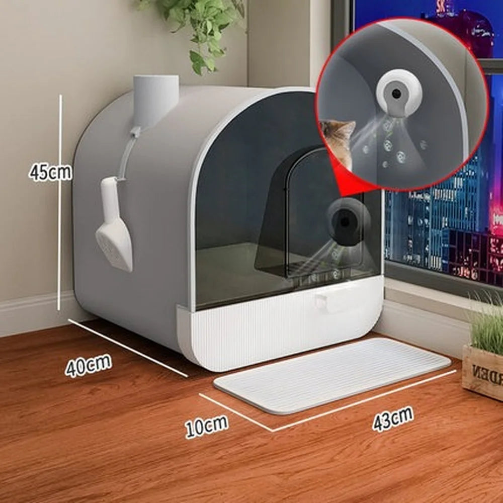 Fully Enclosed Smart Cat Litter Box – Extra Large Whole-House Deodorising & Sterilising Auto Cat Toilet - Pet Suppie