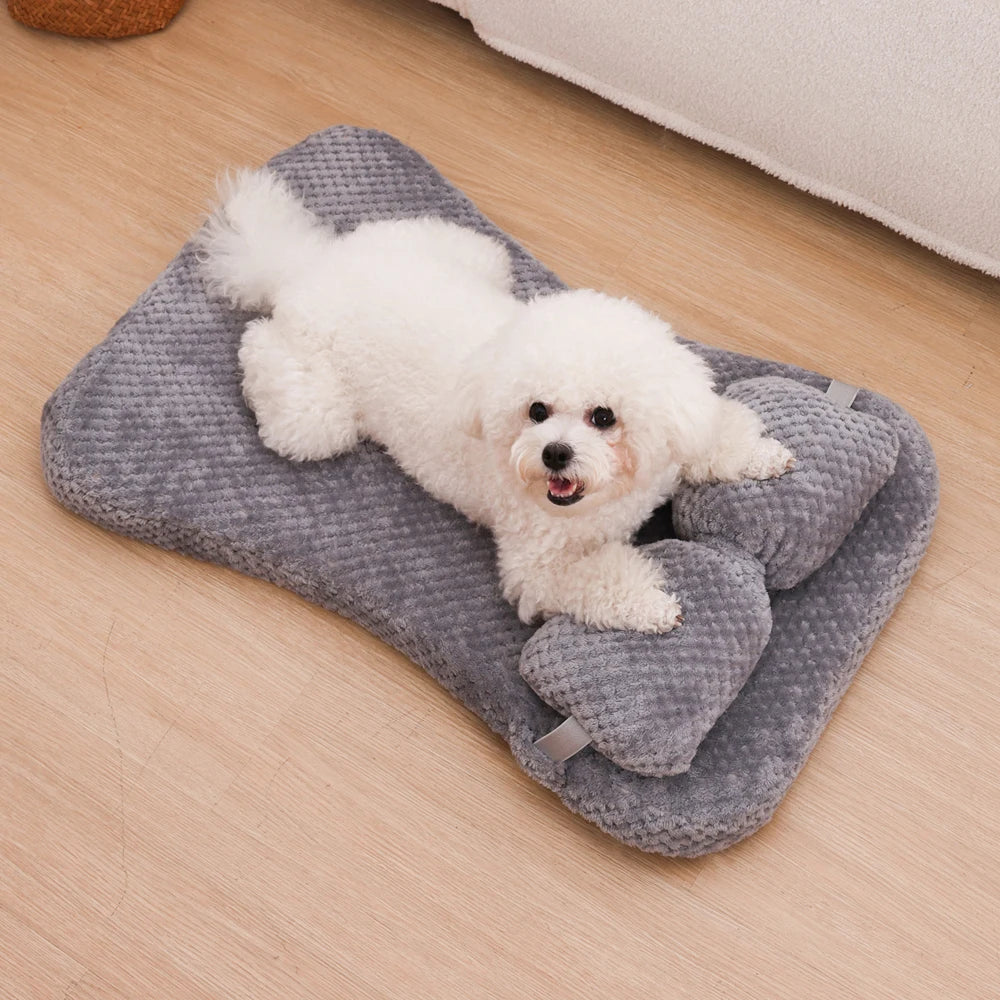 Full-Fill Winter Dog Bed with Detachable Pillow – Elastic Sofa Mat for Small Dogs & Cats - Pet Suppie