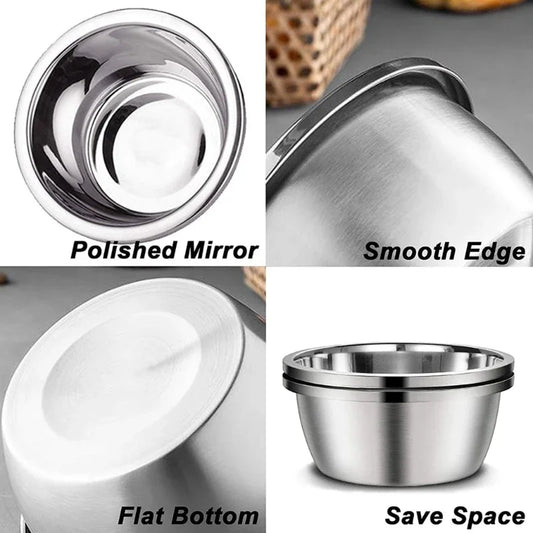 Stainless Steel Dog Feeders 20cm 24cm 28cm 30cm Round Water Food Bowl for Small Medium Large Dogs Pet Supplies