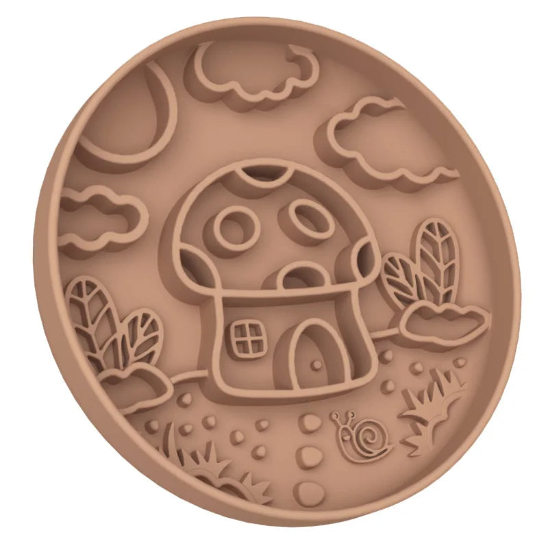 New Mushroom Dog Slow Food Bowl Silicone Pet Bowl Anti-choking Slow Food Pet Planet Silicone Bowl Suction Cup Licking Pad 2 in 1