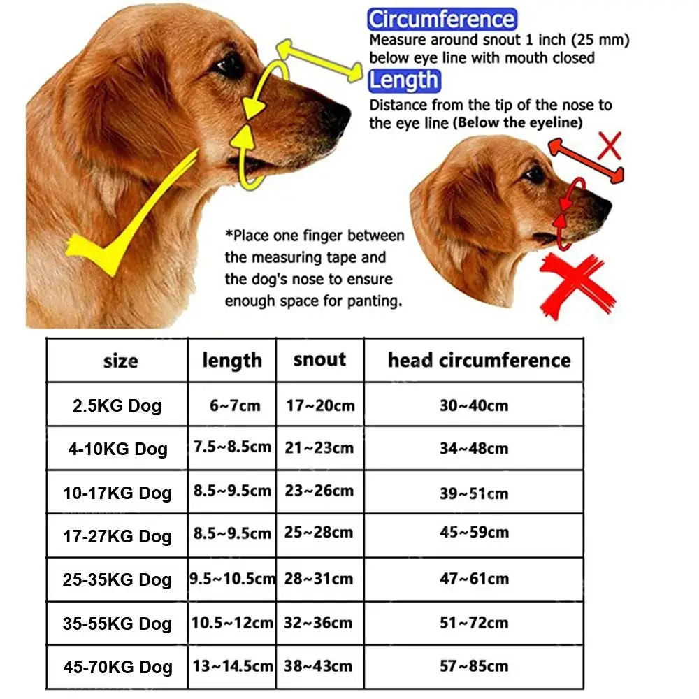 Anti-Bite Adjustable Dog Muzzle – Breathable Reflective Mouth Cover for All Dog Sizes - Pet Suppie