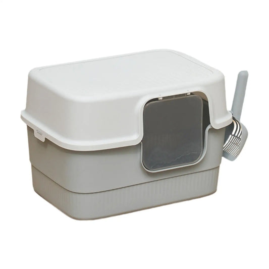 Hooded Cat Litter Box with Lid Removable Pet Accessories Kitty Litter Pan