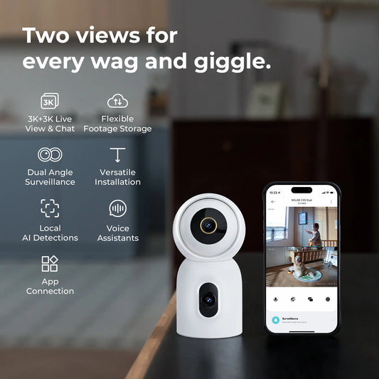 IMILAB New Indoor Camera C30 Dual 3K Lens WiFi 6 5G 360° PTZ Local AI Detection for Baby/Pet/Noise Night Vision Human Tracking