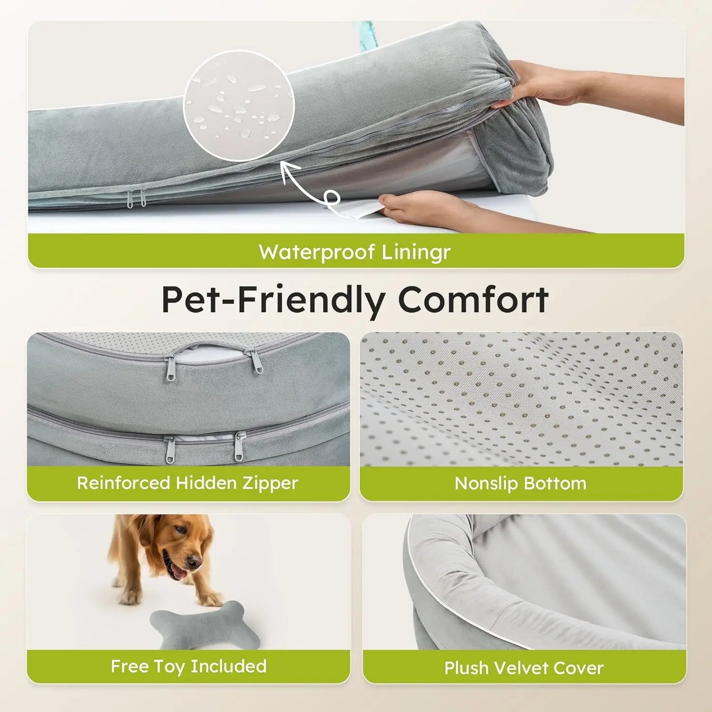 Extra Large Orthopedic Dog Bed with Cooling Memory Foam, Washable Sofa and Nonslip Bottom for Big Dogs
