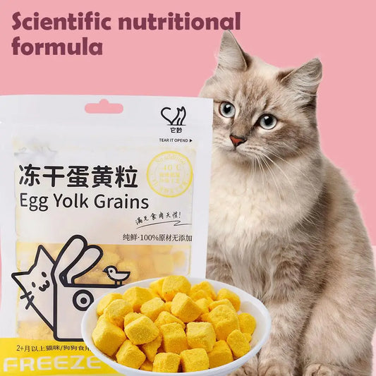 40g Freeze Dried Egg Yolk Granules Beautify Smoothing Freeze-dried Hair Cat To Pet Pets Healthy Food Snacks Cat Safe Supplies