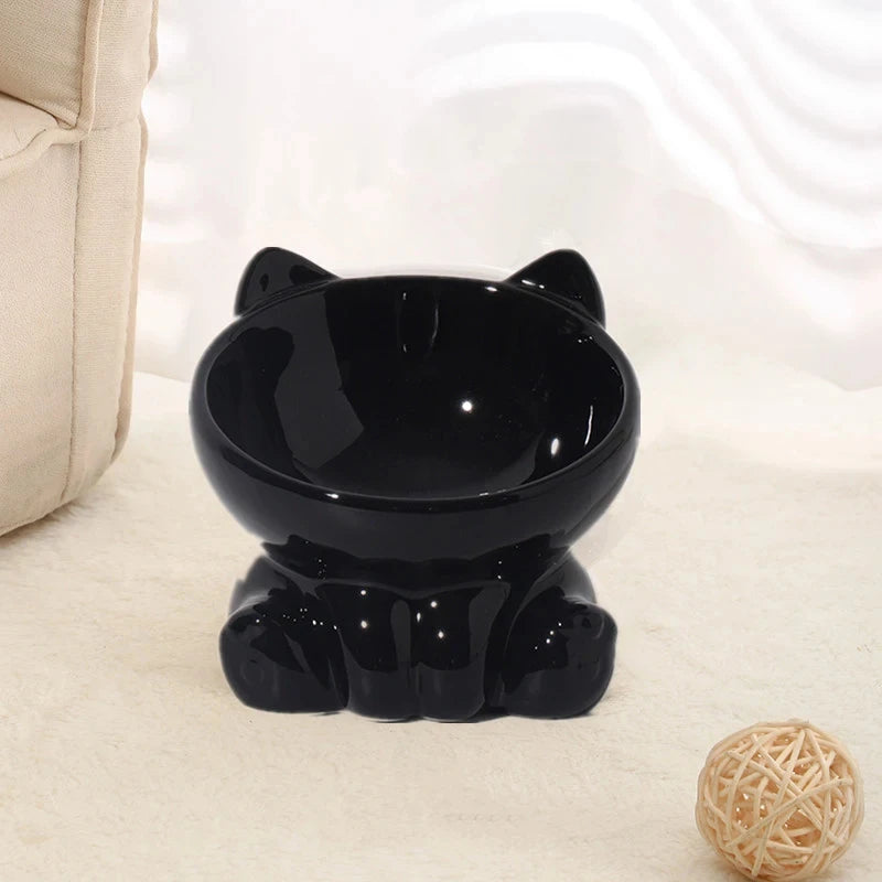 Cat Bowl Pet Accessories Ceramic Diagonal High Feet Cute Protection Cervical Spine Dog Bowl Drink Water Bowl Pet Supplies - Pet Suppie
