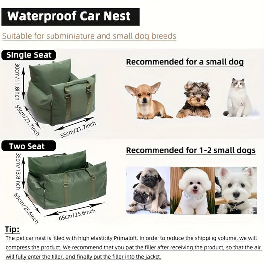 Waterproof Luxury Dog Car Seat Pet Beds Comfortable Puppy Dog Beds Soft Travel Pet Car Seat with Safety Buckle Dropshipping