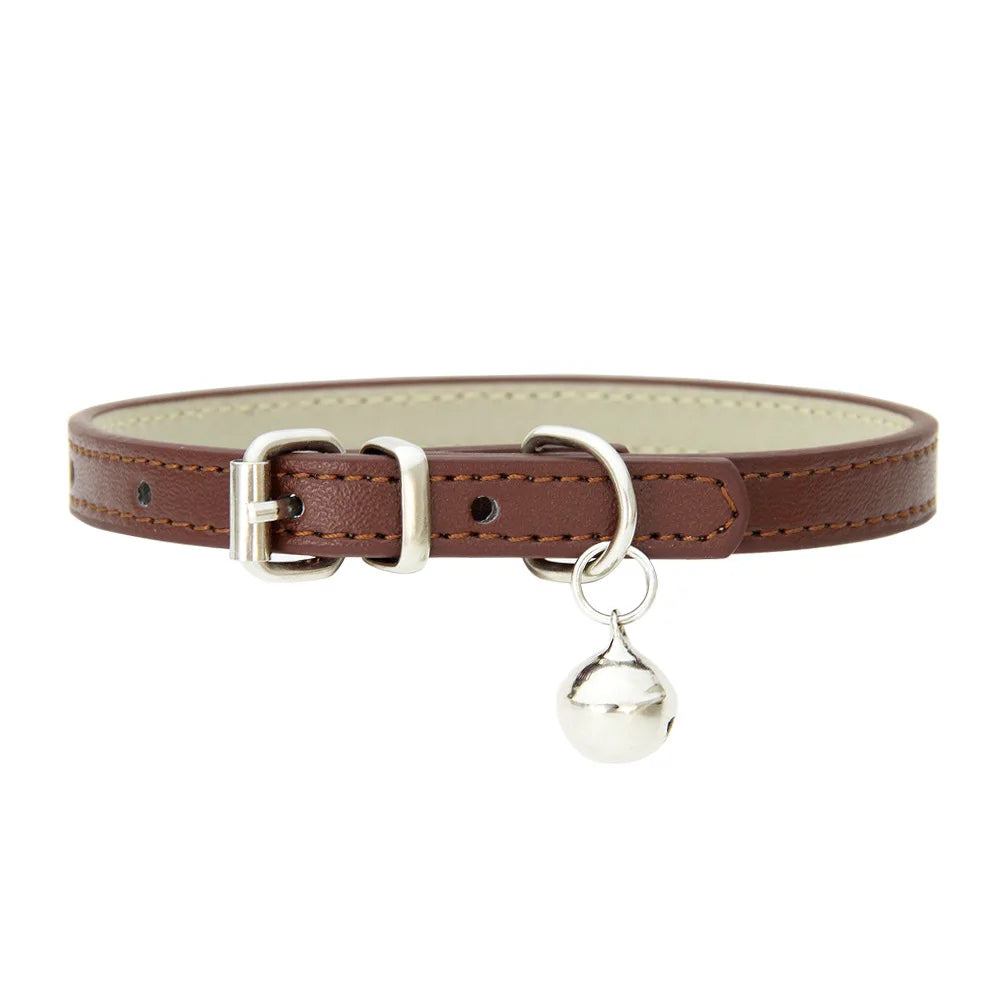 Adjustable PU Leather Cat Collar - Durable, Stylish Pet Collar with Metal Buckle, Soft Padded Design for Small Dogs and cats - - Pet Suppie
