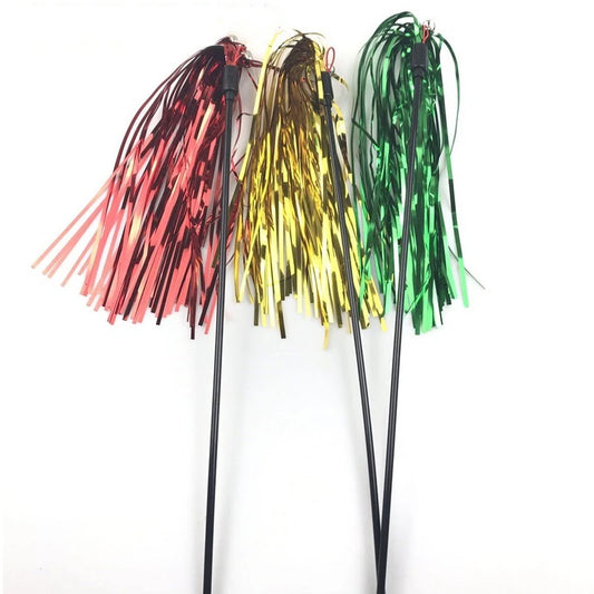 Colorful Ribbon Cat Toy Wand Funny Kitten Rod Teaser Plastic Stick for Pet Cats Interactive Toys