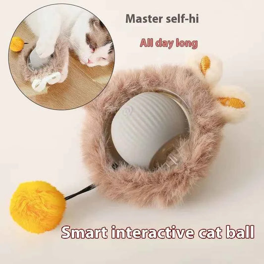 Cat Toy Intelligent Electric Automatic Rolling USB Rechargeable with Rope Sound Making Toy Ball Home Pet Soothing Supplies