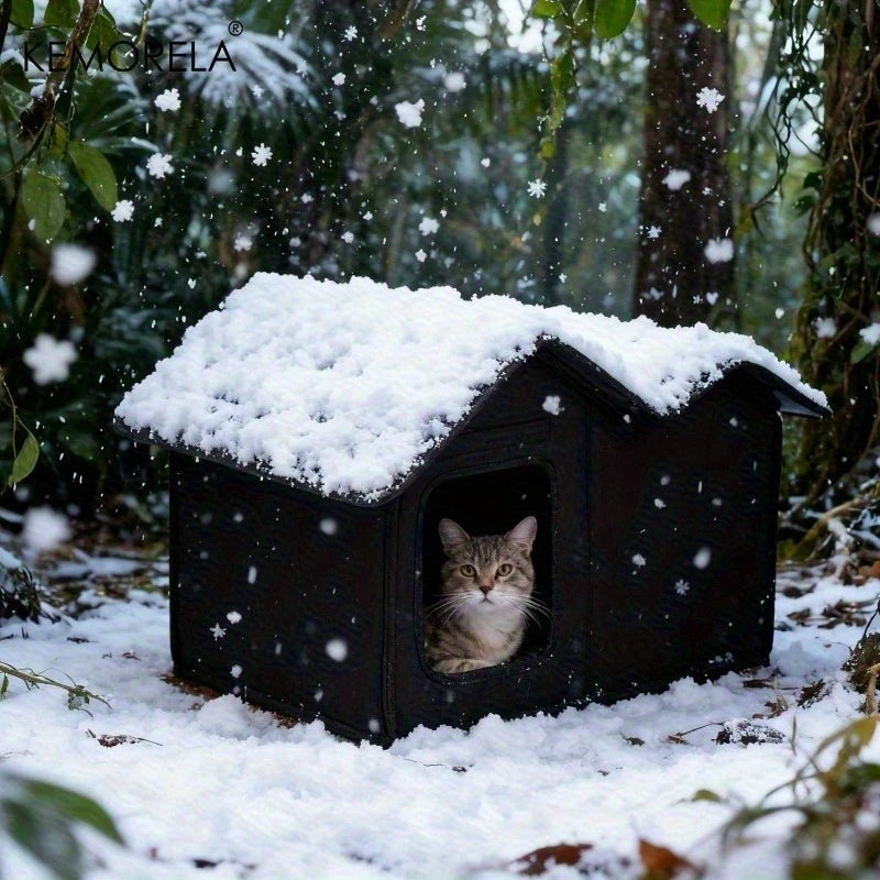 KEMORELA Winter Outdoor Warm Cat Shelter with Shelf Durable Oxford Cloth Construction, Windproof Design,for Small Breeds & Cats - Pet Suppie