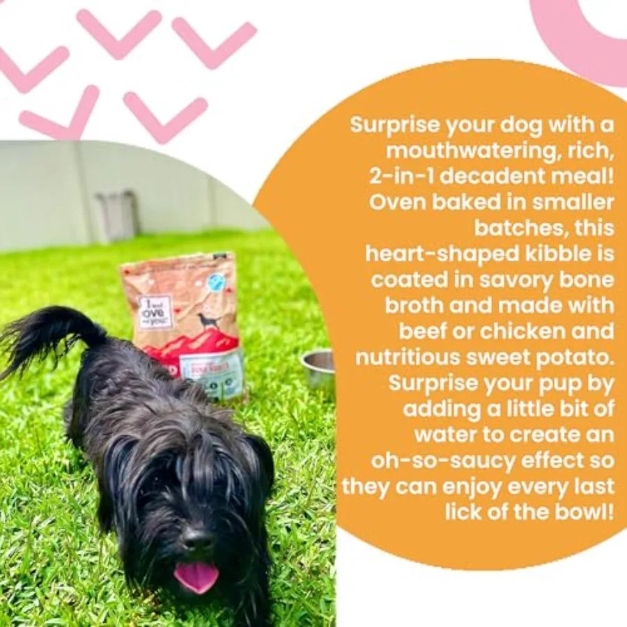 Baked and Saucy Dry Dog Food - Beef + Sweet Potato - Prebiotic + Probiotic Real Meat Grain Free No Fillers 10.25lb Bag