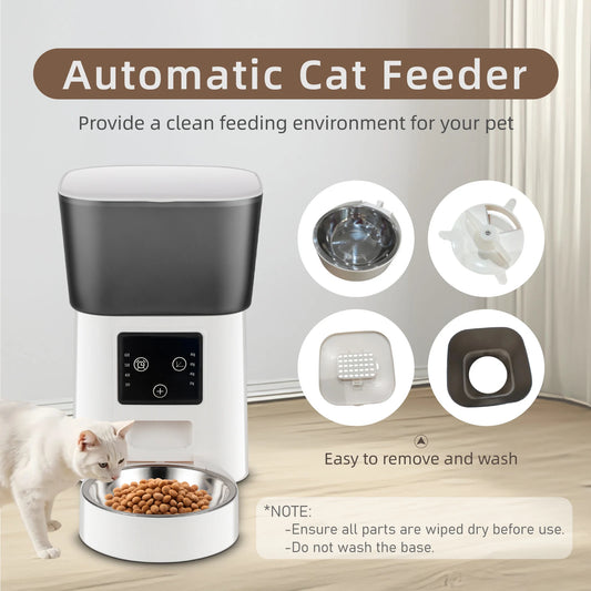 Smart Timed Automatic Pet Feeder – 3.5L Button Control Slow Food Dispenser for Cats & Dogs - Pet Suppie