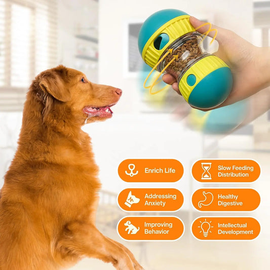 Elliptical Track Dog Puzzle Toy – Treat Dispensing Intelligence Rolling Ball for Dogs - Pet Suppie