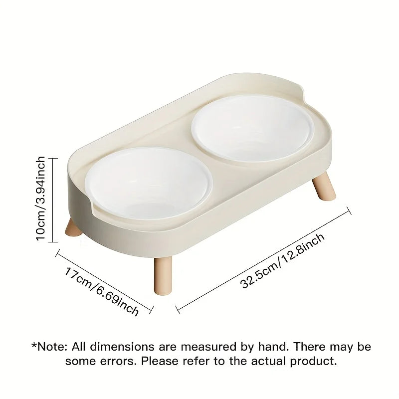 New Cat and Dog Elevated Double Bowl Water Feeding Integrated High Platform Double Bowl