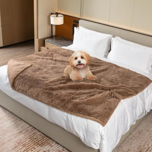 Winter Waterproof Calming Pet Blankets for Dogs Waterproof Long Faux Fur Fluffy Blanket for Doggie Cats Sherpa Fleece Warm Couc