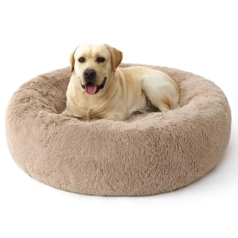 SupportMax™ Calming Dog Beds Large Sized Dog - 36in Donut Washable Large Pet Bed, Anti-Slip &Removable Cover, 420GSM Round Anti