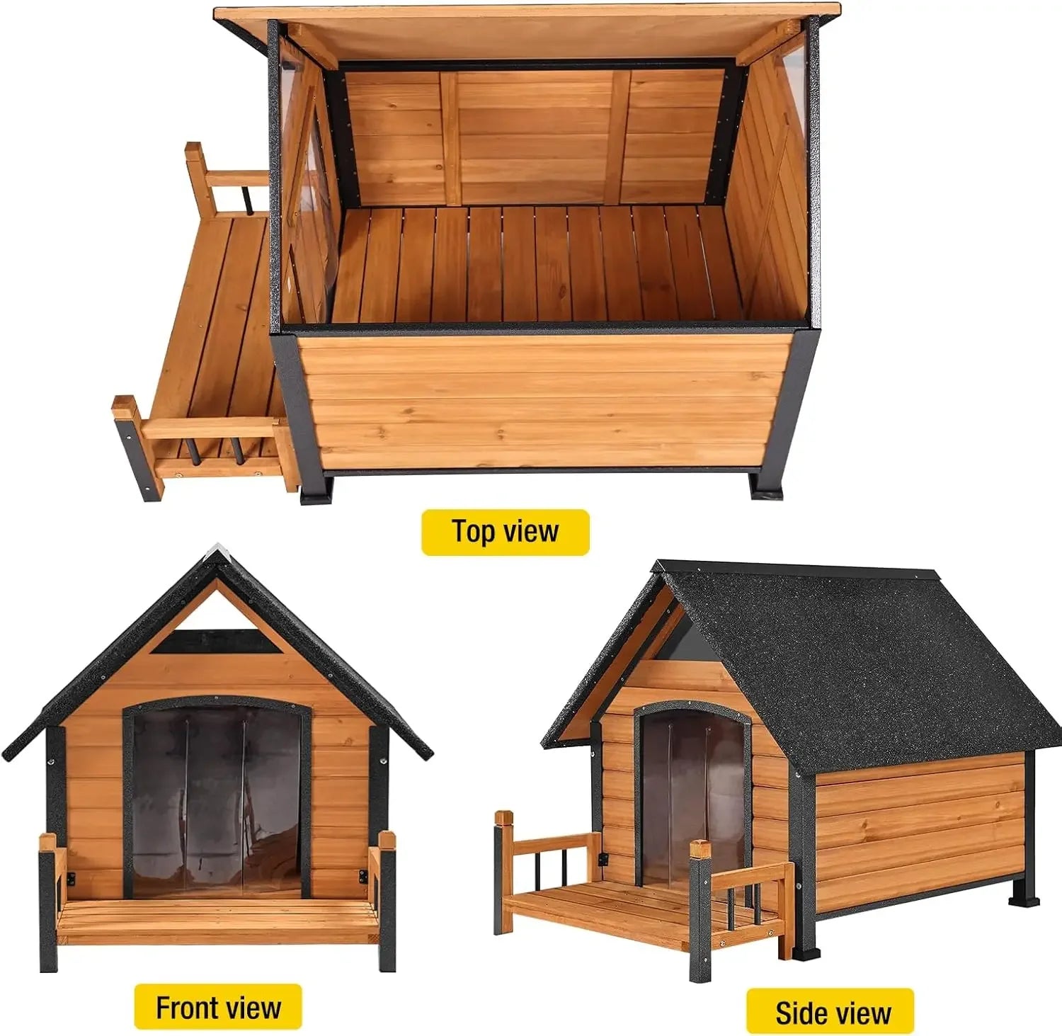 Dogs House Outdoor,Dogs Kennel Outside for Large Breed,Weatherproof Large Dogs Shelter with Anti-Chewing Iron Frame