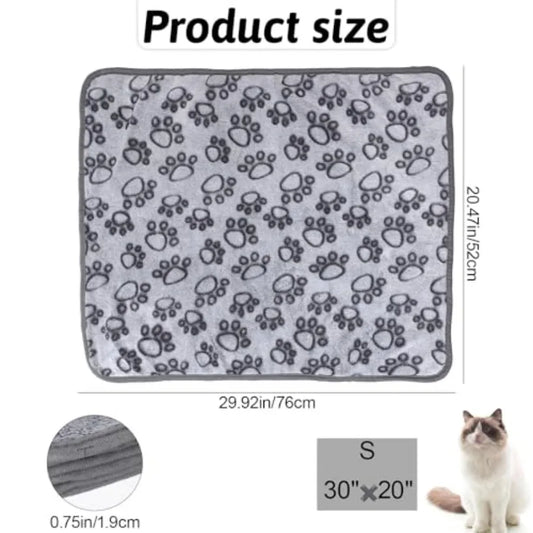 Stuffed Small Dog Blanket 30"x20" Paw Print Pet Blanket Washable Indoor Puppy Mat Soft Warm Sleep Mat Pet Supplies Dogs Essenti