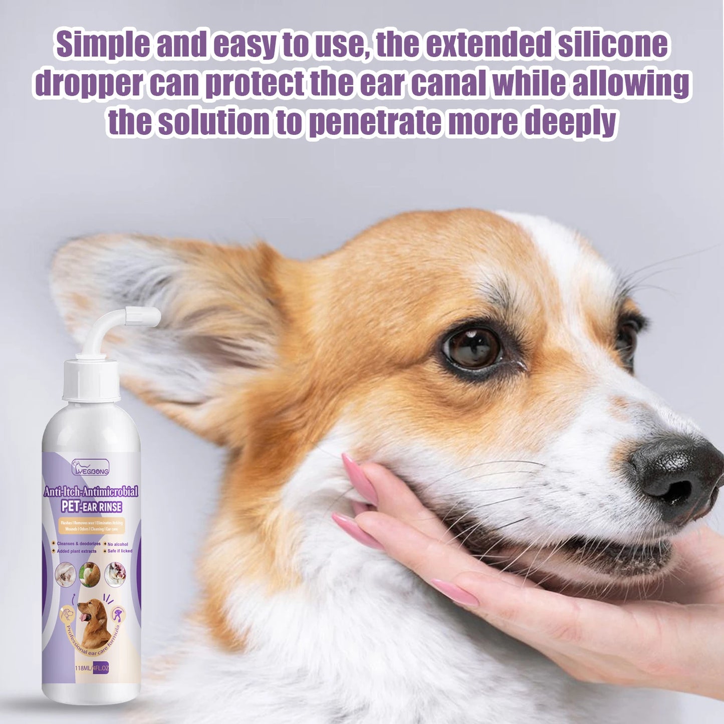 YEGBONG 100ml Hypoallergenic Pet Ear Cleaning Solution Gentle Non Irritating Vet Recommended Cleansing for Dog Cat Sensitive Ear