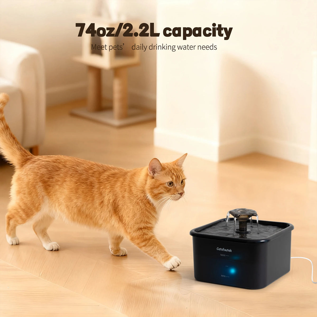 2.2L Automatic Cat Water Fountain Operated Automatic Pet Water Fountain With Motion Sensor Dog Cat Water Dispenser Bowl - Pet Suppie
