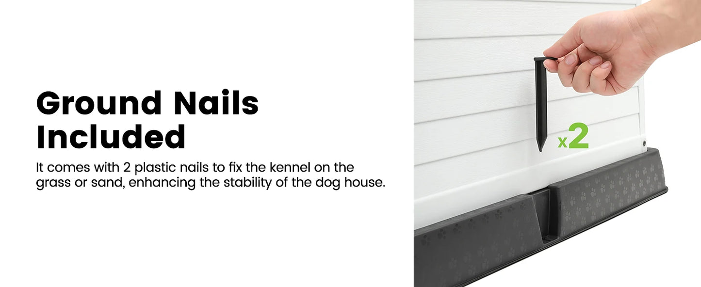 Durable Waterproof Plastic Dog House for Small to Large Sized Dogs, Indoor Outdoor Doghouse Puppy Shelter with Elevated Floor