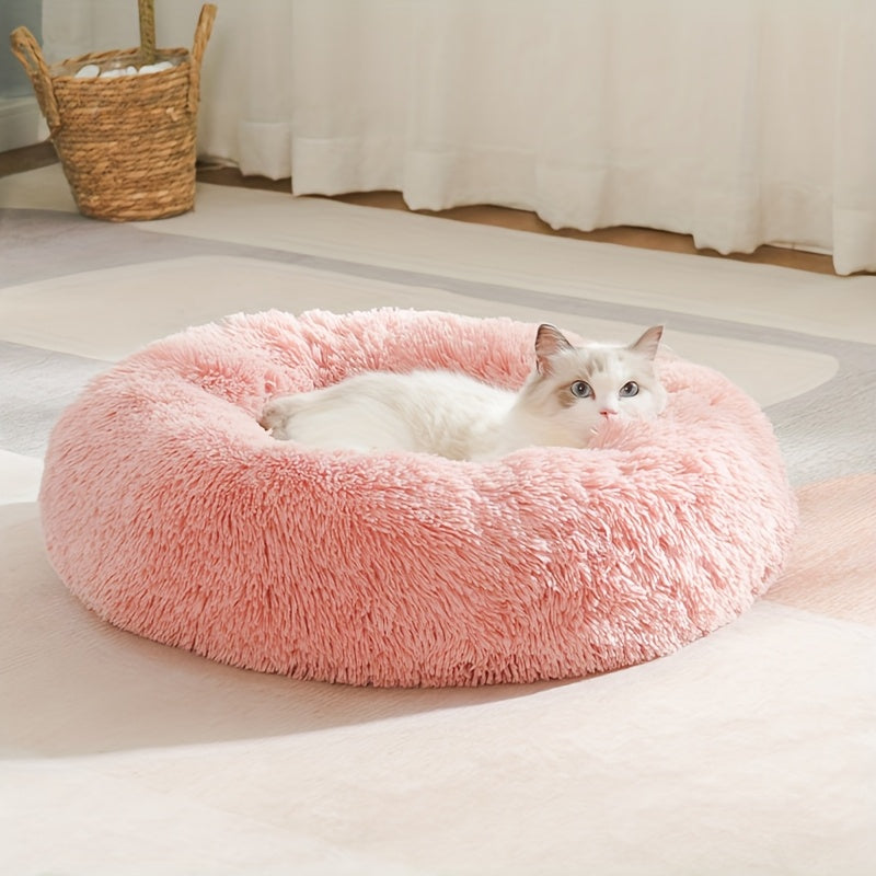 Cozy Circular Cat Bed & Small Dog Nest - Soft Warm Pet Mat with Cushioned, Durable Fiber for all-Season /Outdoor Use, Easy-Clean Bedding for Kittens and Puppies
