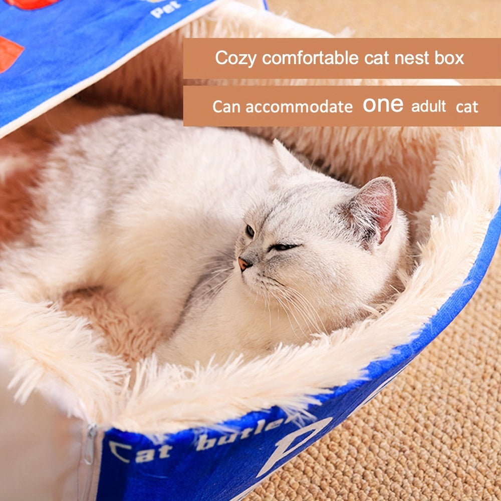 Rectangular Fully Closed Cat Nest, Snack Box Style Pet Cat Bed Universal Pet Nest For All Seasons